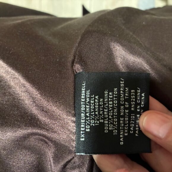 Jones New York Chocolate Wool Coat- size 8 - Picture 3 of 4